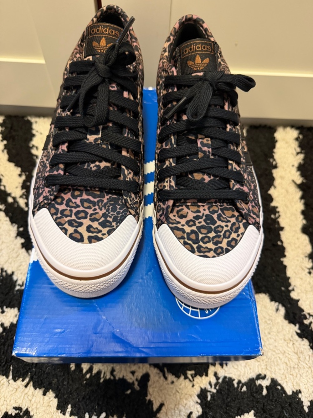 adidas Leopard Print Low-Top Sneakers - Black, Brown & Tan
